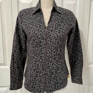 Lemon Grass Leopard Print Zip Front Moto Jacket